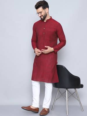 Pure cotton maroon  kurta 1