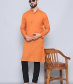 Pure cotton orange  kurta
