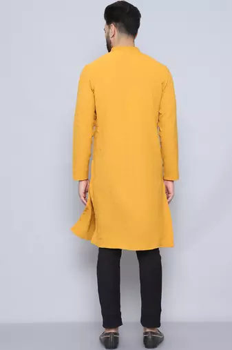 Self design yellow kurta
