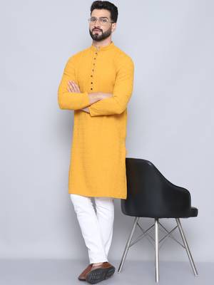 Loop button yellow kurta 1