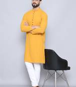 Loop button yellow kurta