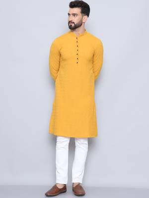 Loop button yellow kurta 2