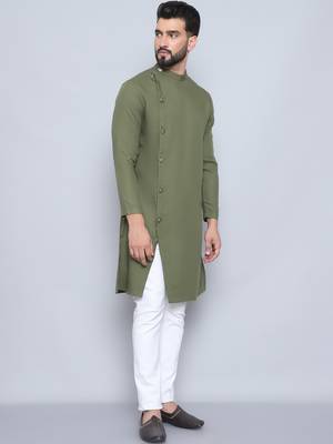 Pure cotton green sherwani  kurta 4