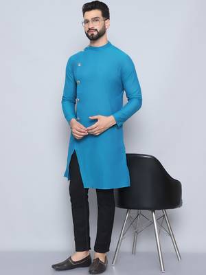 Pure cotton blue sherwani  kurta 1