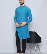 Pure cotton blue sherwani  kurta