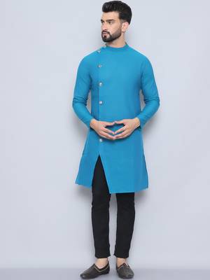 Pure cotton blue sherwani  kurta 2