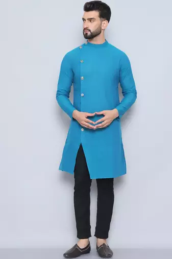 Pure cotton blue sherwani  kurta