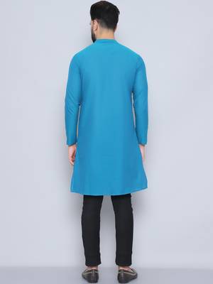 Pure cotton blue sherwani  kurta 3