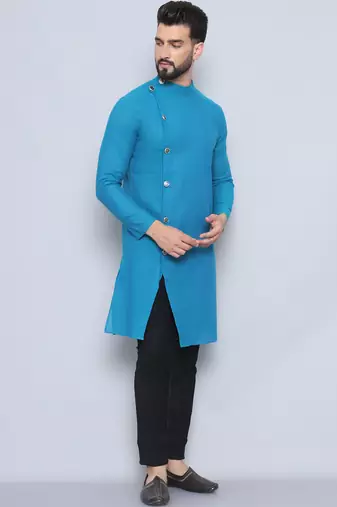 Pure cotton blue sherwani  kurta