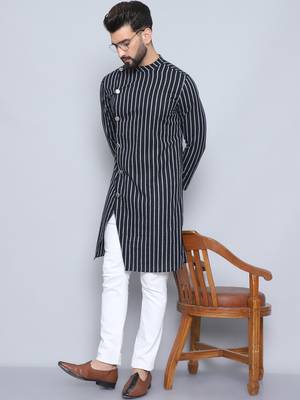 Pure cotton black sherwani  kurta 1
