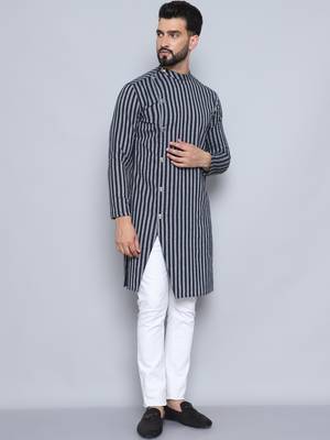 Pure cotton black sherwani  kurta 4
