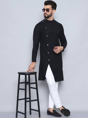 Pure cotton black sherwani  kurta 1