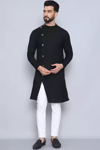 Pure cotton black sherwani  kurta