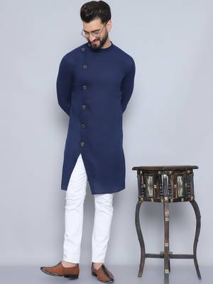Pure cotton blue sherwani  kurta 1