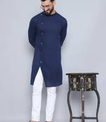 Pure cotton blue sherwani  kurta