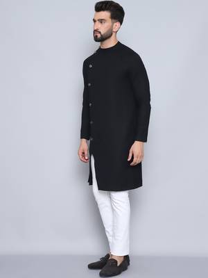 Pure cotton black sherwani  kurta 4