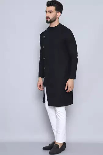Pure cotton black sherwani  kurta