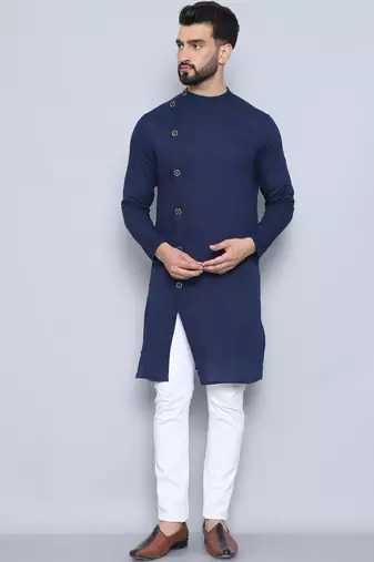 Pure cotton blue sherwani  kurta