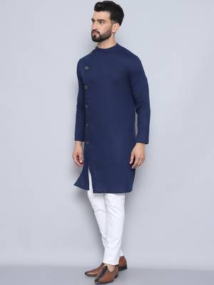 Pure cotton blue sherwani  kurta 4