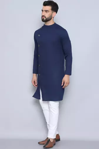 Pure cotton blue sherwani  kurta