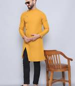 Pure cotton yellow sherwani  kurta