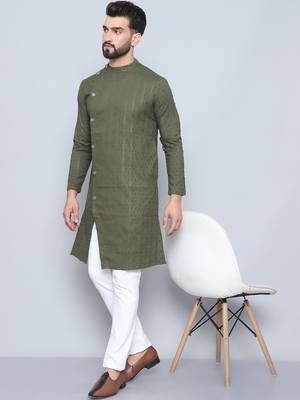 Pure cotton green sherwani  kurta 1