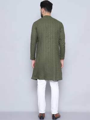 Pure cotton green sherwani  kurta 4