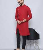 pure cotton maroon kurta
