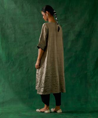 Silver black zari silk kaftan with dhoti salwar in cotton glaze 3