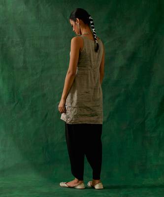 Black zari silk kurta, with cotton glaze dhoti salwar 2