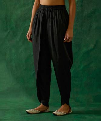 Black zari silk kurta, with cotton glaze dhoti salwar 3