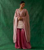 Zari silk short kurta with chanderi handloom dupatta and gharara