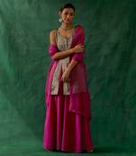 Black zari silk kurta, with cotton sharara & katan dupatta