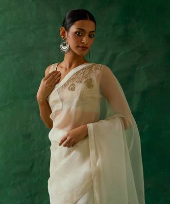 handcrafted & embroidered katan silk saree with zari silk blouse 2