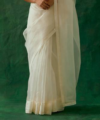 handcrafted & embroidered katan silk saree with zari silk blouse 3