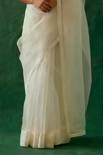 handcrafted & embroidered katan silk saree with zari silk blouse