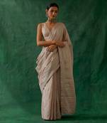 handcrafted pink silver zari silk saree with blouse