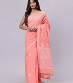 Peach terivoil cotton saree