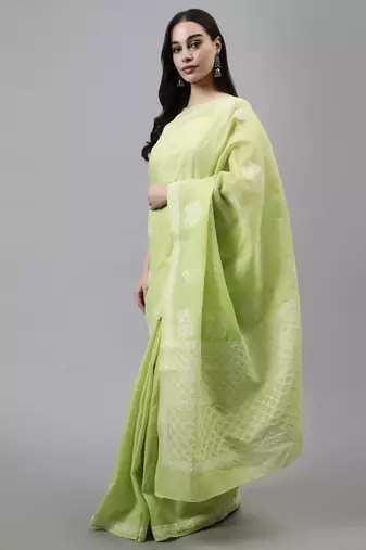 Green terivoil cotton saree