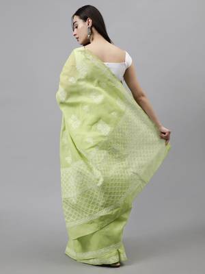 Green terivoil cotton saree 3