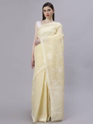 Beige terivoil cotton saree 1