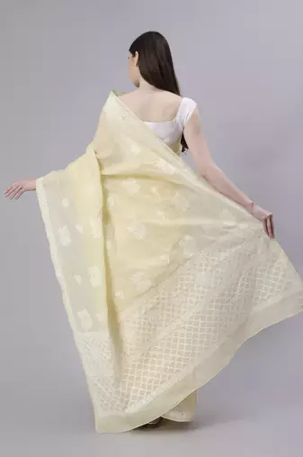 Beige terivoil cotton saree