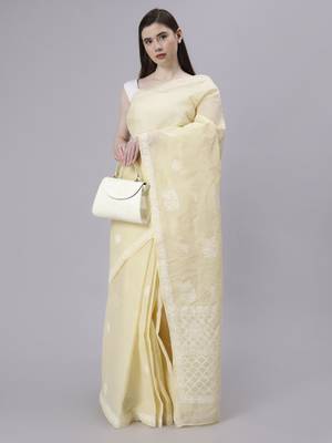 Beige terivoil cotton saree 3