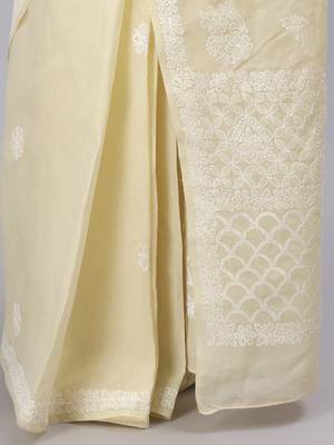 Beige terivoil cotton saree 4
