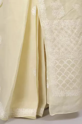Beige terivoil cotton saree