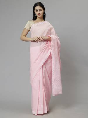 Pink terivoil cotton saree 1