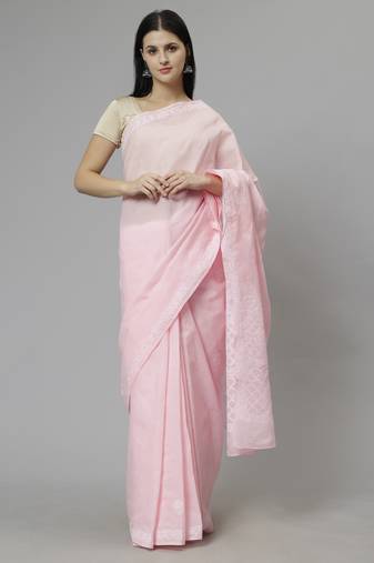Pink terivoil cotton saree