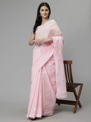 Pink terivoil cotton saree 5