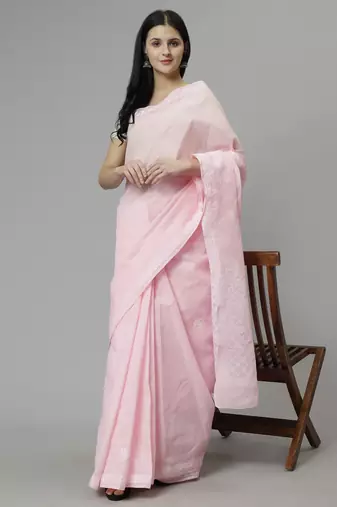 Pink terivoil cotton saree