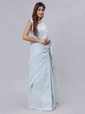 Grey terivoil cotton saree 1